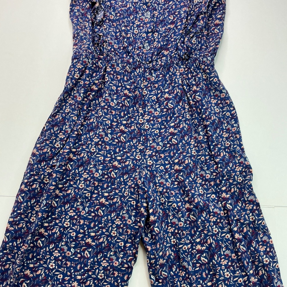 btween Blue Floral Jumpsuit Girls Size 10 Ruffle Shoulder Wide Leg 3E176TJ - Picture 10 of 16